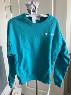 Champion Teal Crewneck Sweatshirt with Script Logo